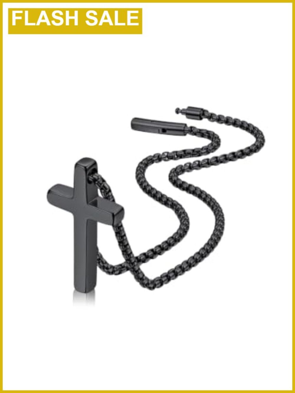 Men's Stainless Steel Cross Necklace Box Chain 22 Inch Jewelry